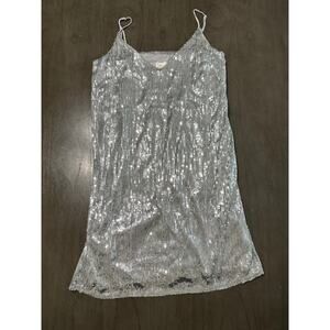 A New Day Silver Sequin Strappy Dress Size XS